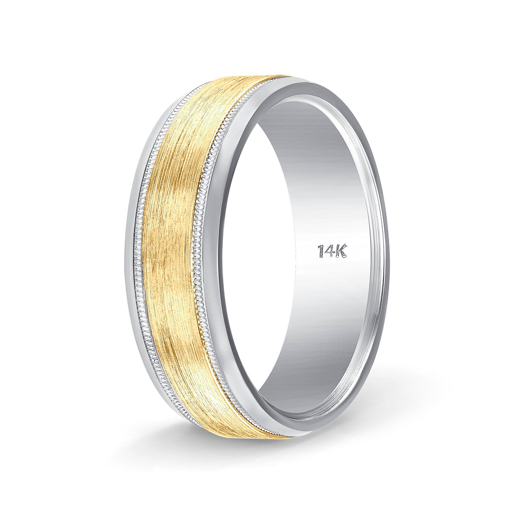Weddings Bands for Him and Her Milgrain Two Tone