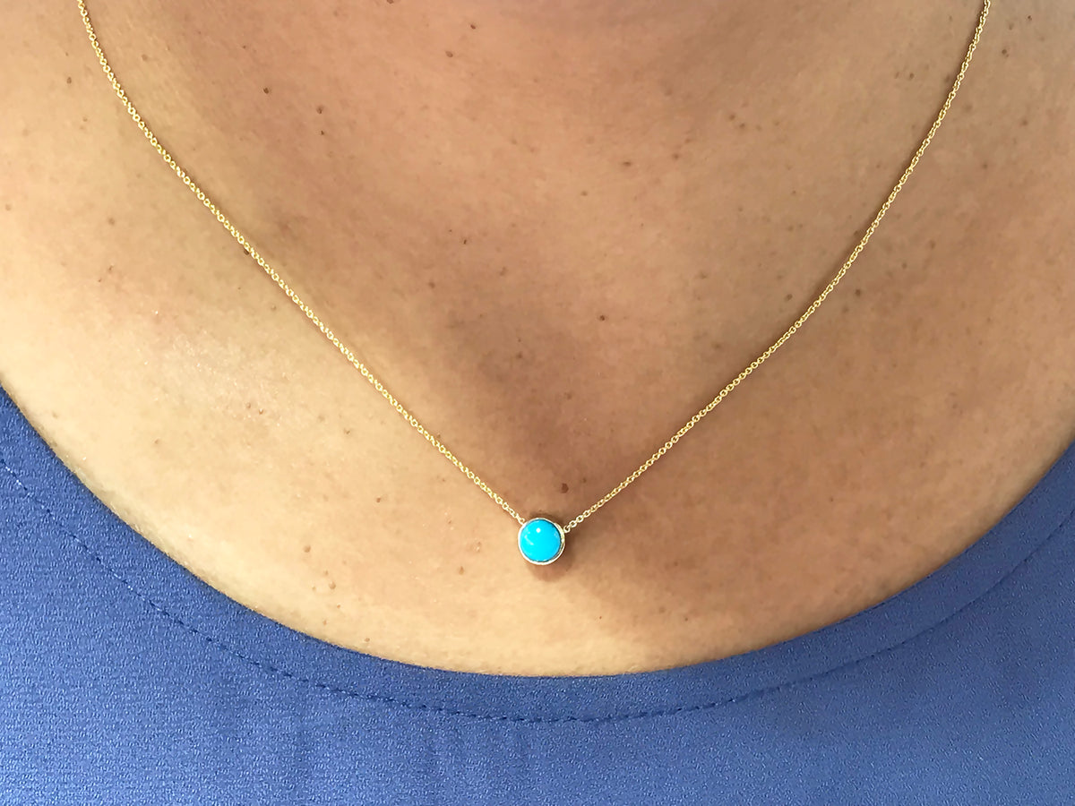 Gold Necklace with Turquoise Stone main image 1