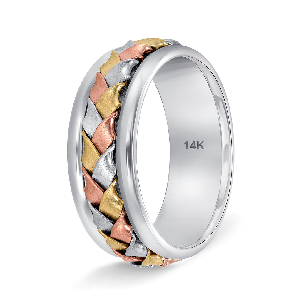 Tri Color Hand Bridal wedding bands for Men and Women