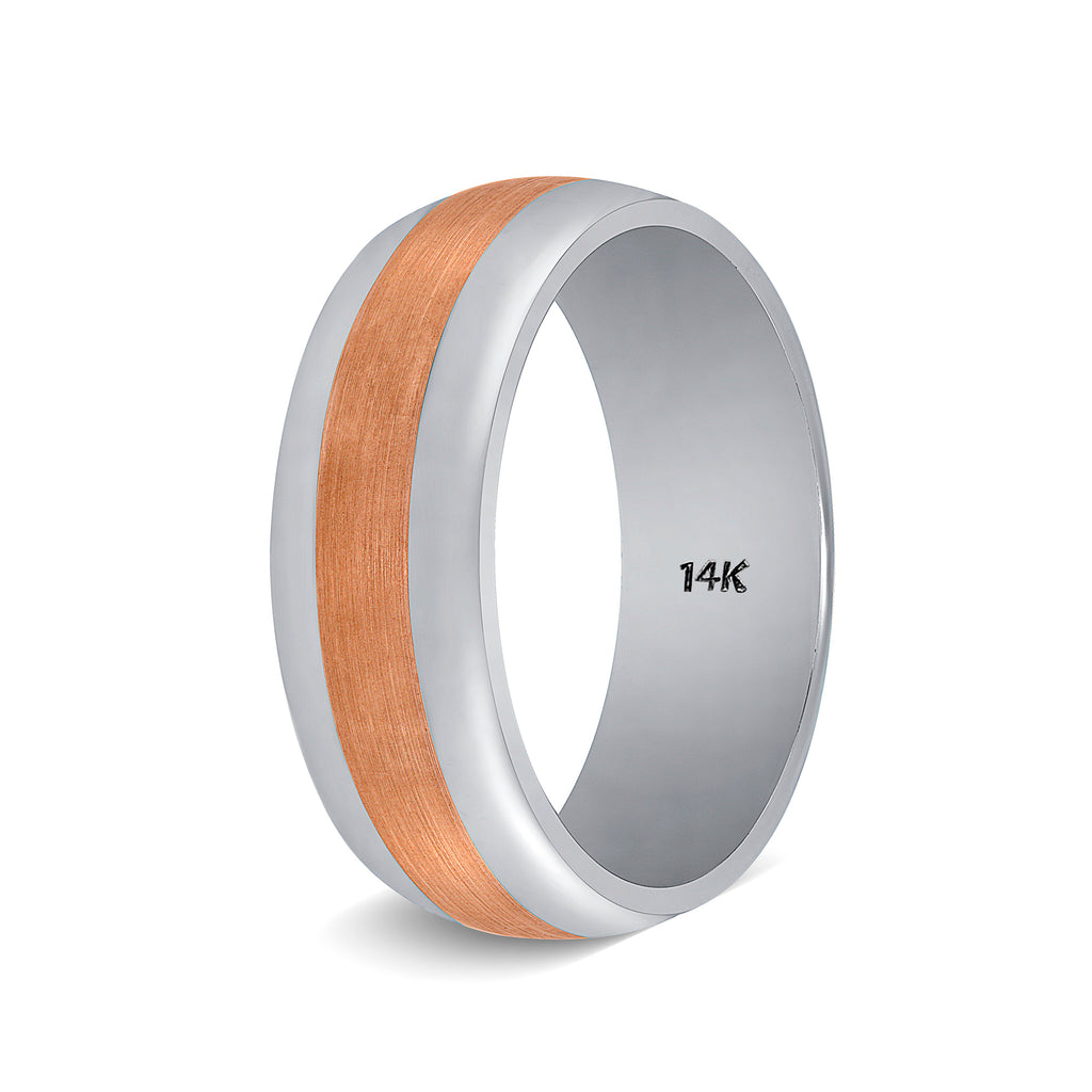 Two Tone Rose Gold Mens Wedding Band