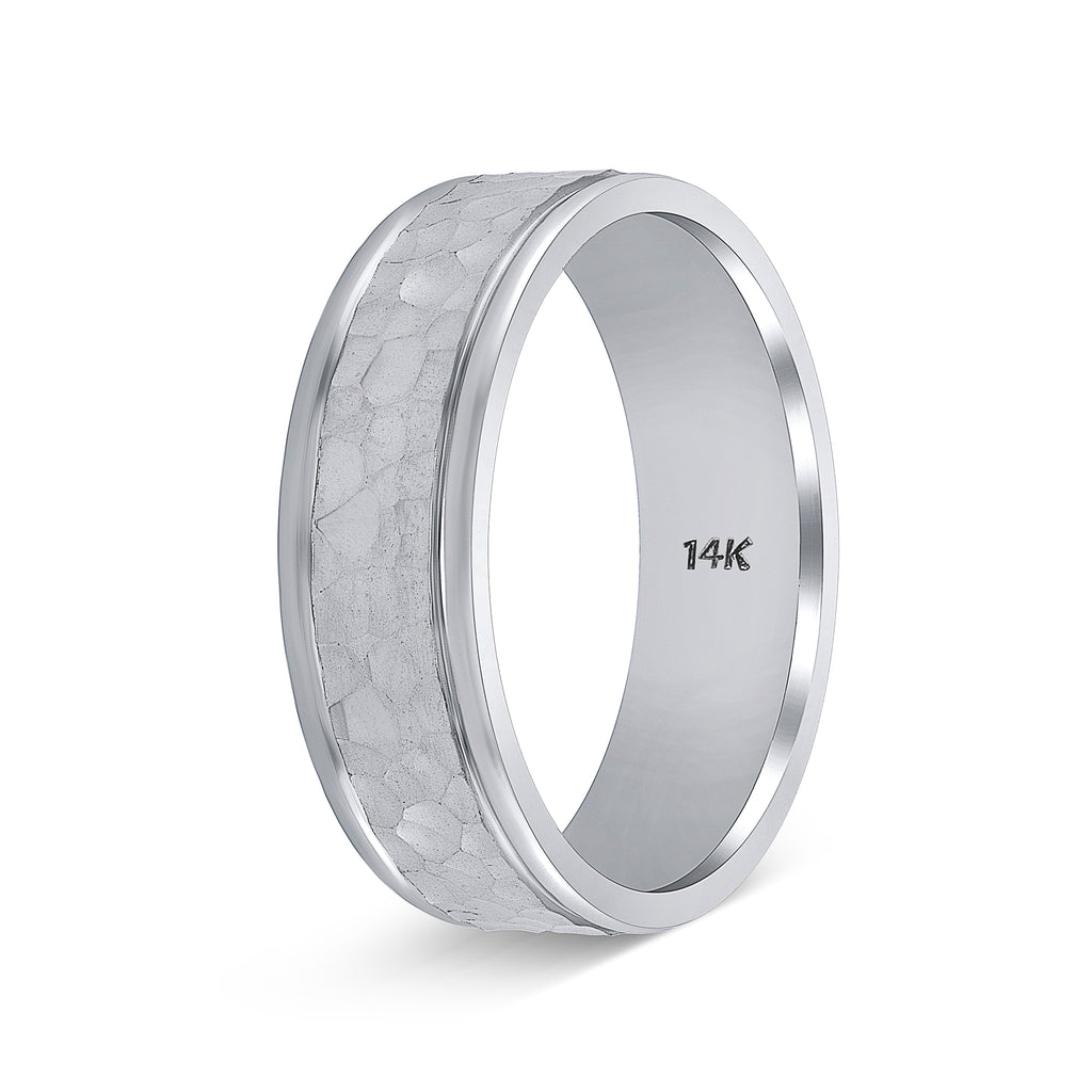 Weddings Bands Hammered Finch Comfort Fit