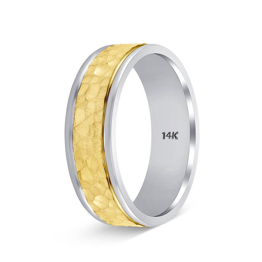 Weddings Bands Hammered Finch Comfort Fit Tone Tone