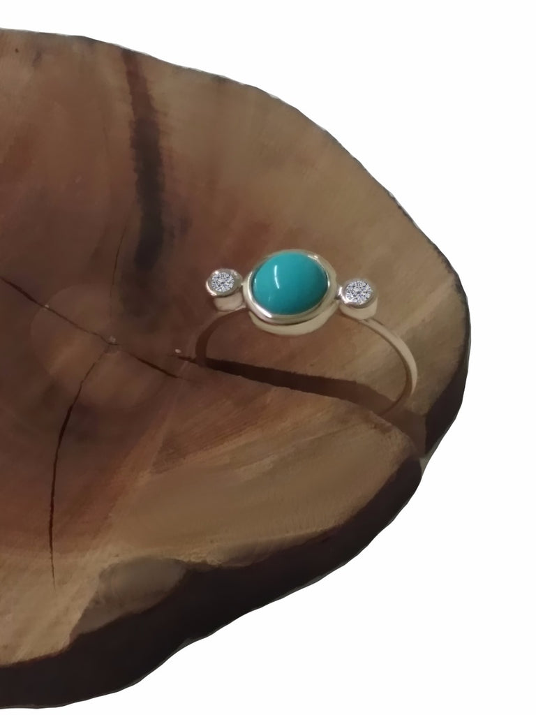 Diamond and Turquoise Ring 14K Gold